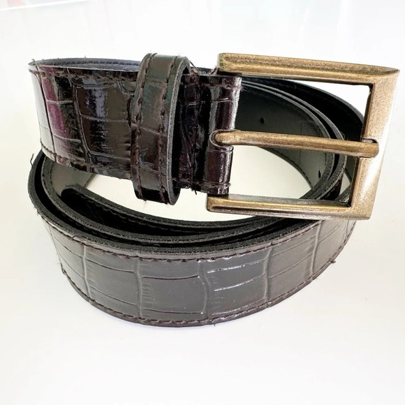 Source Unknown Other - Belt Embosed Faux Aligator/Crocodile Black size 43 Gold Buckle